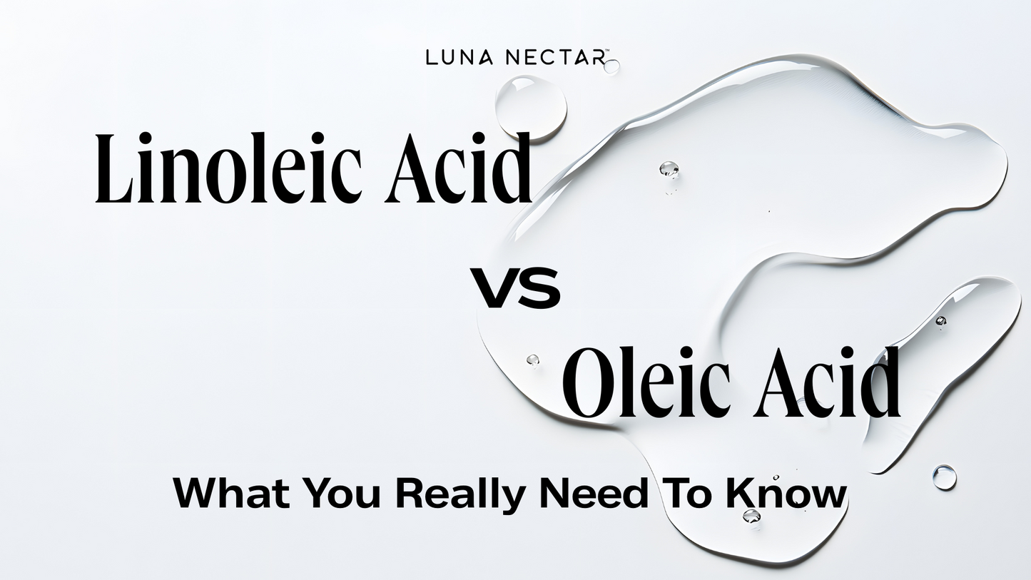 Linoleic vs Oleic Acid for Skin – title image with skincare oil background