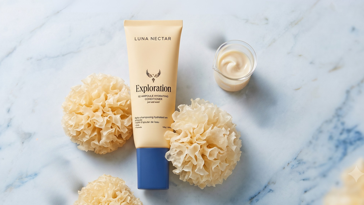 creamy conditioner with Tremella Mushroom to support softer, hydrated, and more manageable hair